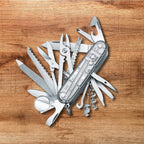 Victorinox Swiss Champ Swiss Army Knife, 33 Functions, Swiss Made Pocket Knife with Large Blade, Screwdriver, Chisel and Combination Pliers - Silvertech