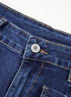 Sidefeel Women's Wide Leg Jeans High Waisted Stretchy Jeans Straight Leg Loose Fit Zimbaplatinum Ankle Denim Pants