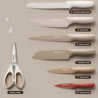 Astercook Knife Set, 13 Pieces Kitchen Knives Set with Healthy Anti-Rust Coating, Dishwasher Safe, Stainless Steel Chef Knife Sets with 6 Blade Guards, Perfect Mothers Day Gifts for Kitchen