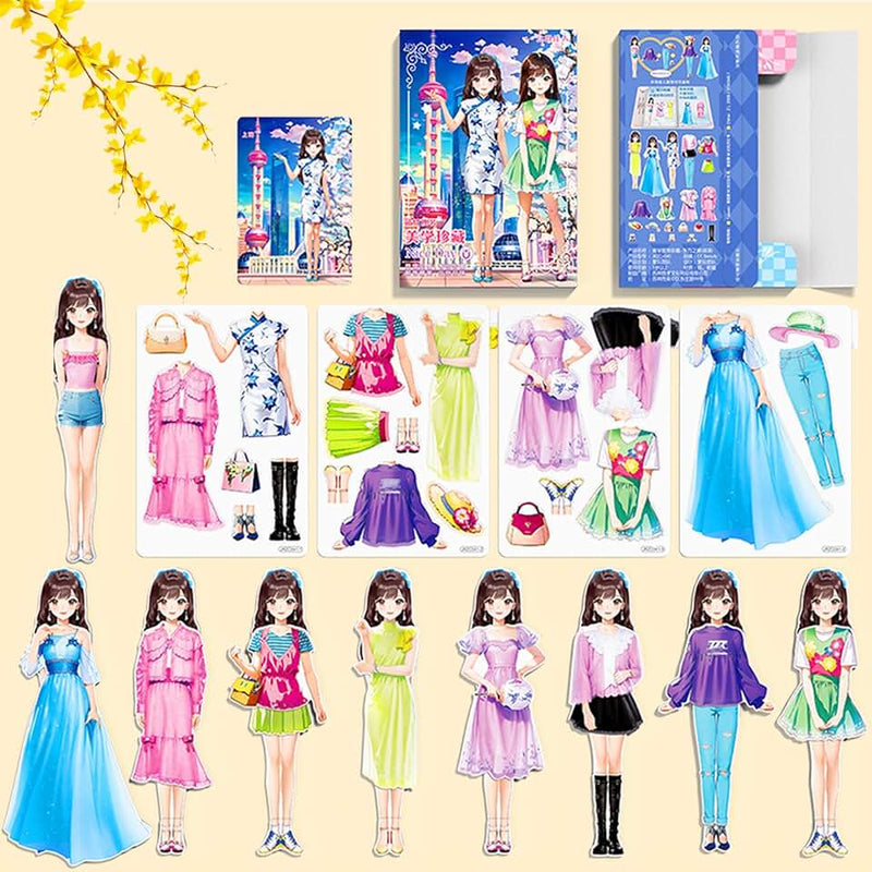 Magnetic Dress Up Paper Doll,Magnet Princess Dress Up Dolls for Girls Ages 4-7 Kids,Travel Activities Road Trip Car Ride