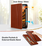 DTTO for iPad A16 Case, iPad 11th / 10th Generation Case (2025/2022), 360 Degree Rotating Premium Leather Folio Stand Cover with Pencil Holder, Brown