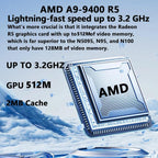 Laptop 16-inch 8GB DDR 256GB SSD portable laptop computer, expandable to 1TB, AMD A9-9400 Radeon R5 CPU up to 3.2 GHz, 9000mAh battery, Numeric Keypad, USB 3.0, dual-band WiFi, webcam, slim laptops