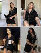Ekouaer Pajamas Set for Women Short Sleeve Sleepwear Button Down Pjs Soft 2 Piece Lounge Sets XS-XXXL