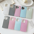 ZTOFERA for iPhone 15 Case with Geometric Vertical Stripes,Cute Fashion Simple Line Pattern for Women Men,Soft TPU Slim Glossy Shockproof Case Cover(Light Blue)