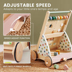 Tiny Land Wooden Baby Walker with Adjustable Speed, Montessori Activity Push Walker Toy for Toddlers, Baby Gift Parents Love for Boys & Girls(Morandi)