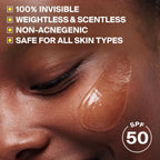 Supergoop! Unseen Sunscreen - SPF 50 - Clear & Invisible Face Sunscreen + Broad Spectrum + Makeup-Gripping Primer - Weightless, Scentless, Oil Free - For All Skin Types & Tones - 1.7 fl oz