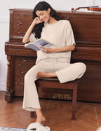 Ekouaer Lounge Sets for Women Short Sleeve Tops and Long Pants Soft Comfy Pajamas Set 2 Piece Outfits