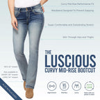 WallFlower Luscious Curvy Bootcut Jeans for Women, Mid-Rise Insta Stretch Denim, Size-Inclusive Juniors Jeans, Sizes 0 to 24