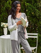 Ekouaer Womens 2 Pack Pajama Set Long Sleeve Pajamas Top and Pants V Neck Pjs Set Soft Sleepwear Loungewear
