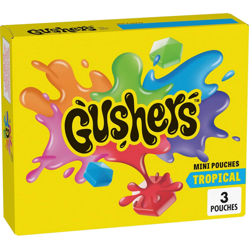 Gushers Tropical Fruit Flavored Snacks, Mini Pouches, 3 Ct, 1.32 Oz
