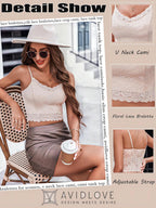 Avidlove Lace Bralette for Women Spaghetti Strap Tank Top V Neck Slim Basic Camisoles