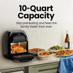 CHEFMAN Multifunctional Digital Air Fryer+ Rotisserie, Dehydrator, Convection Oven, 17 Touch Screen Presets Fry, Roast, Dehydrate, Bake, XL 10L Family Size, Auto Shutoff, Large Easy-View Window, Black
