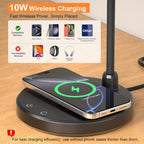 Desk Lamps for Home Office - LED Desk Lamp with Wireless Charger, 3 Color Modes Dimmable Eye-Caring Study Reading Desk Light, Small Flexible Arm Table Lamp for College Dorm Room Bedside, Black