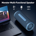Monster S620 Bluetooth Speaker, Wireless Portable Outdoor Bluetooth Speakers, 60W True Wireless Stereo IPX8 Waterproof, Dual PairingBluetooth 5.4 Built-in Mic, Perfect for Home, Blue