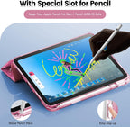 INFILAND Compatible with iPad A16 11th Generation 11 Inch 2025 Case, iPad Case 10th Generation 10.9 Inch, Glitter Cute Cover with Clear Sparkly Back, Pencil Holder, for Kids Girls Woman (Rose Pink)