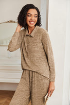 Ekouaer Women's Pajamas Set 2 Piece Knit Long Sleeve Button Down Sleepwear Soft Pjs Lounge Sets S-XXL
