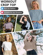 Dalavch 4/6 Pack Women's Crop Top Short Sleeve Athletic Workout Yoga Running Gym Casual Tees T-Shirts Loose Fit
