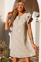 Dokotoo Womens Summer Dresses 2026 Ruffle Short Sleeve Casual V Neck Smocked Floral Burnout Mini Dress Sundress