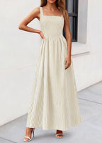 PRETTYGARDEN Women's Maxi Dress Summer Striped Sundress 2026 Spring Smocked A Line Long Flowy Beach Vacation Party Dresses