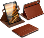 DTTO for iPad A16 Case, iPad 11th / 10th Generation Case (2025/2022), 360 Degree Rotating Premium Leather Folio Stand Cover with Pencil Holder, Brown