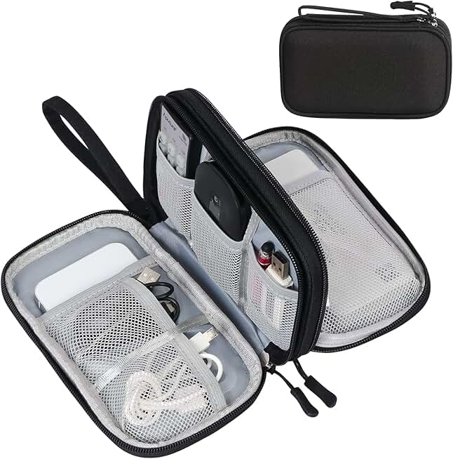 FYY Travel Cable Organizer Pouch Electronic Accessories Carry Case Portable Waterproof Double Layers All-in-One Storage