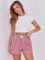 ANRABESS Boxer Shorts for Women Gingham Pajama 2026 Summer Casual Lounge Sleep Plaid Shorts Y2K Beach Bottoms