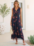 ANRABESS Womens Summer Floral Maxi Dress, A Line Tulle,Elegant for Wedding Guest & Beach Vacation,Flowy Casual Boho Outfits