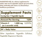 Solgar Vitamin C 1000 mg, 100 Vegetable Capsules - Antioxidant & Immune Support - Overall Health - Healthy Skin & Joints - Bioflavonoids Supplement - Non-GMO, Vegan, Gluten Free, Kosher - 100 Servings