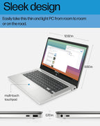 HP Chromebook 14 Laptop, Intel Celeron N4120, 4 GB RAM, 64 GB eMMC, 14" HD Display, Chrome OS, Thin Design, 4K Graphics, Long Battery Life, Ash Gray Keyboard (14a-na0226nr, 2022, Mineral Silver)