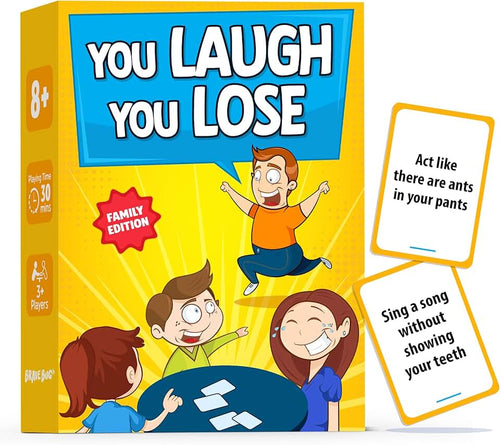 BRAVEBUG You Laugh You Lose Game - Funny Charades Kids Games - Board Games for Kids & Teens - Try Not to Laugh Challenge