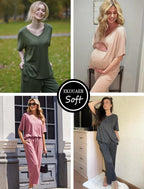 Ekouaer Lounge Sets for Women Pajamas Set Short Sleeve Tops and Long Pants Soft 2 Piece Outfits with Pockets S-XXL