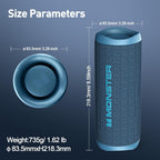 Monster S620 Bluetooth Speaker, Wireless Portable Outdoor Bluetooth Speakers, 60W True Wireless Stereo IPX8 Waterproof, Dual PairingBluetooth 5.4 Built-in Mic, Perfect for Home, Blue