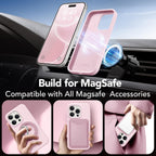 GONEZ Magnetic for iPhone 15 Pro Max Case, [Compatible with MagSafe] Anti-Scratch Microfiber Lining & Screen Protector, Shockproof Slim Phone Silicone Cover 6.7 inch, Chalk Pink