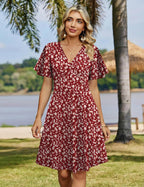 Zeagoo Womens Summer Dresses Wrap V Neck Dress Floral A-Line Ruffle Sleeve Casual Sundress with Pockets 2026