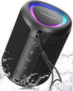 Portable Bluetooth Speaker Beach Essentials: Powerful Crystal Clear Sound/Dynamic Light/IPX5 Waterproof/All Day Playtime/Wireless BT 5.3/TWS Paring, Mom Gifts, Outdoor|Travel|Camping|Pool Accessories
