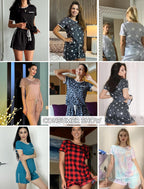 Ekouaer Pajama Set for Women 2 Piece Lounge Set Short Sleeve Tops and Shorts Soft Sleepwear, Chest Pocket