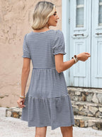 ANRABESS Women Summer Square Neck Puff Short Sleeve Mini Dress 2026 Casual Flowy Sundress Beach Vacation Clothes with Pockets