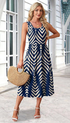 WIHOLL Summer Dresses for Women Flowy Casual Midi Dress Beach Vacation Sundresses with Pockets