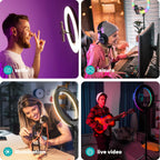 Weilisi 10" Ring Light with Stand 72'' Tall & Phone Holder,38 Color Modes Selfie Light with Tripod Stand,Stepless Dimmable/Speed LED Ring Light for iPhone & Android,YouTube, Makeup,TIK Tok