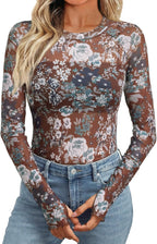 Dealmore Womens Mesh Sheer Lace Going Out Slim Fitted See Through Tops Spring Fashion Clothes 2026 Outfits