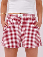 ANRABESS Boxer Shorts for Women Gingham Pajama 2026 Summer Casual Lounge Sleep Plaid Shorts Y2K Beach Bottoms