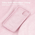 GolbinBox Magnetic for iPhone 13 Case & iPhone 14 Case, Compatible with MagSafe, [Soft Anti-Scratch Microfiber Lining], Slim Liquid Silicone Shockproof Protective Phone Case 6.1 inch, Chalk Pink