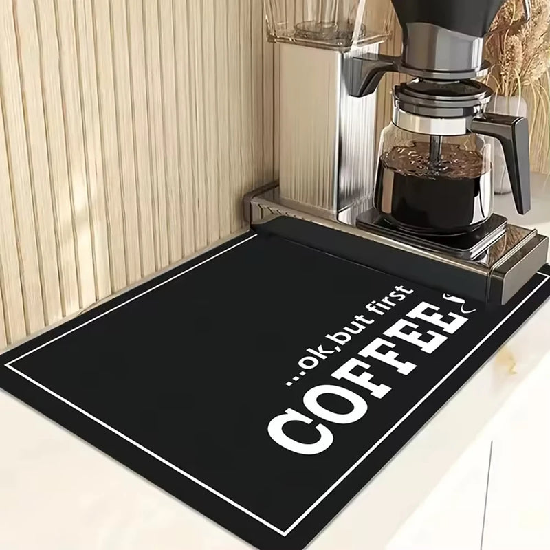 letter Coffee printed coffee machine mat modern minimalist style kitchen counter quick water absorption Drain Pad