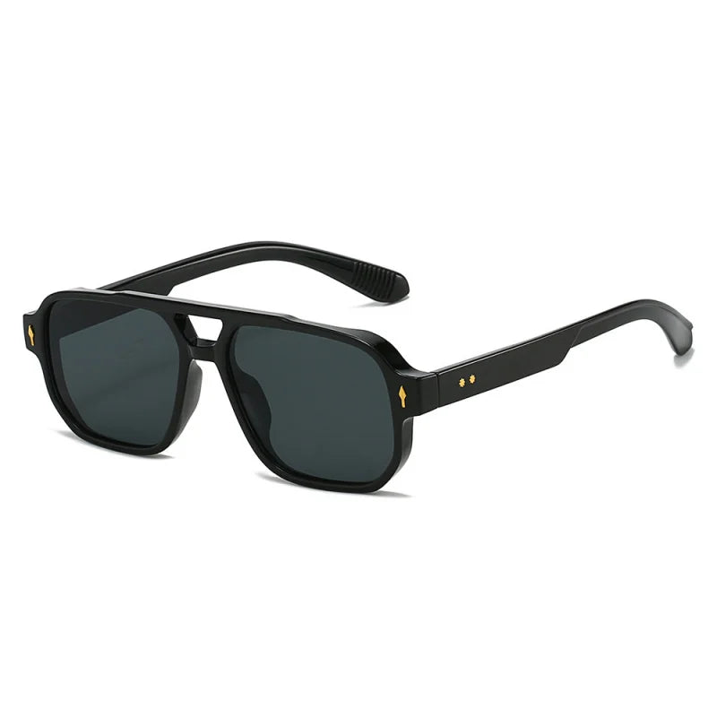 New Fashionable Double-Beam Rivet Sunglasses for Men Wholesale Retro Casual Driving Business Sunglasses