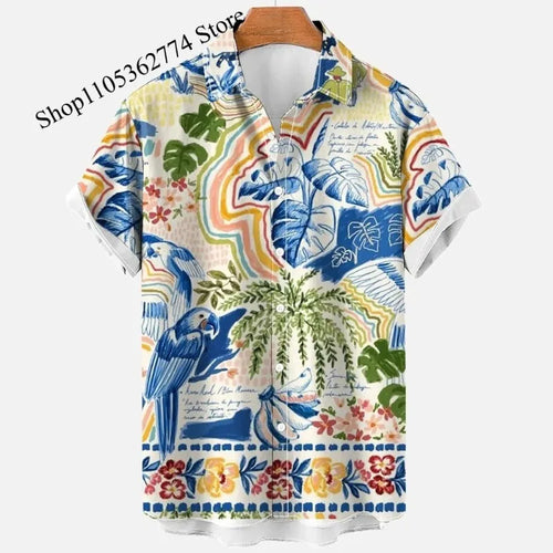 Hawaiian Shirts For Men Fashion Comfortable Unisex Short Sleeve Tops Beach Travel Surf Casual Shirts Oversized Men's Shi