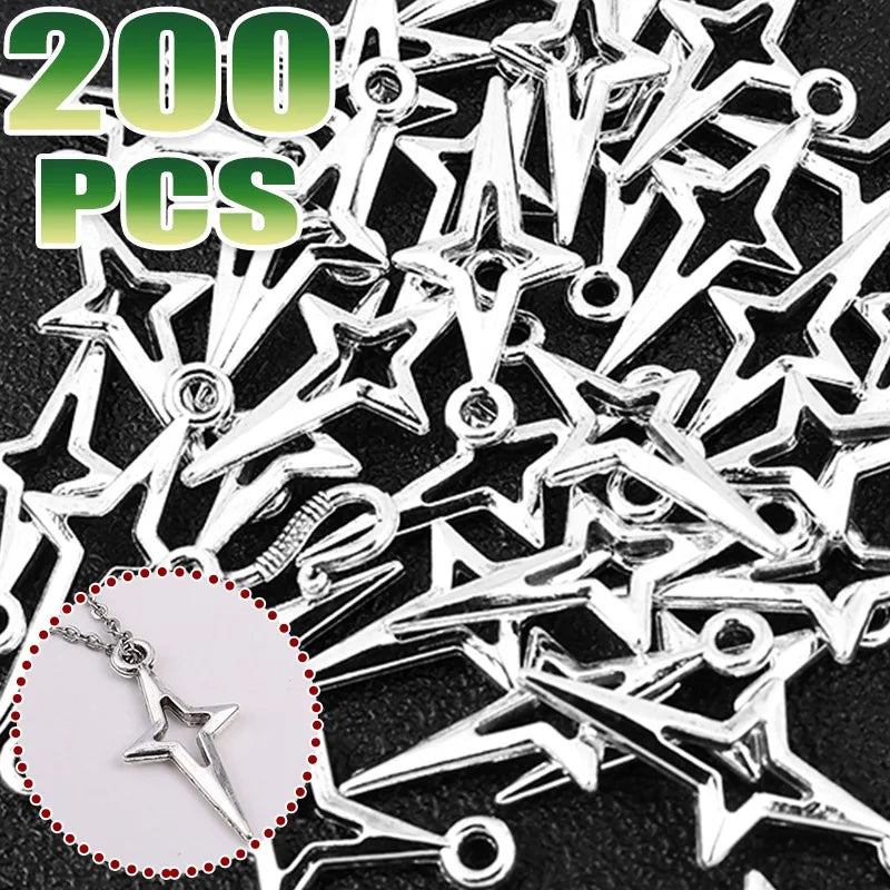 Punk Y2k Hollow Cross Star Pendant Necklace Metal Charms Anklets Bracelets Making Pendants DIY Solid Color Jewelry Acces