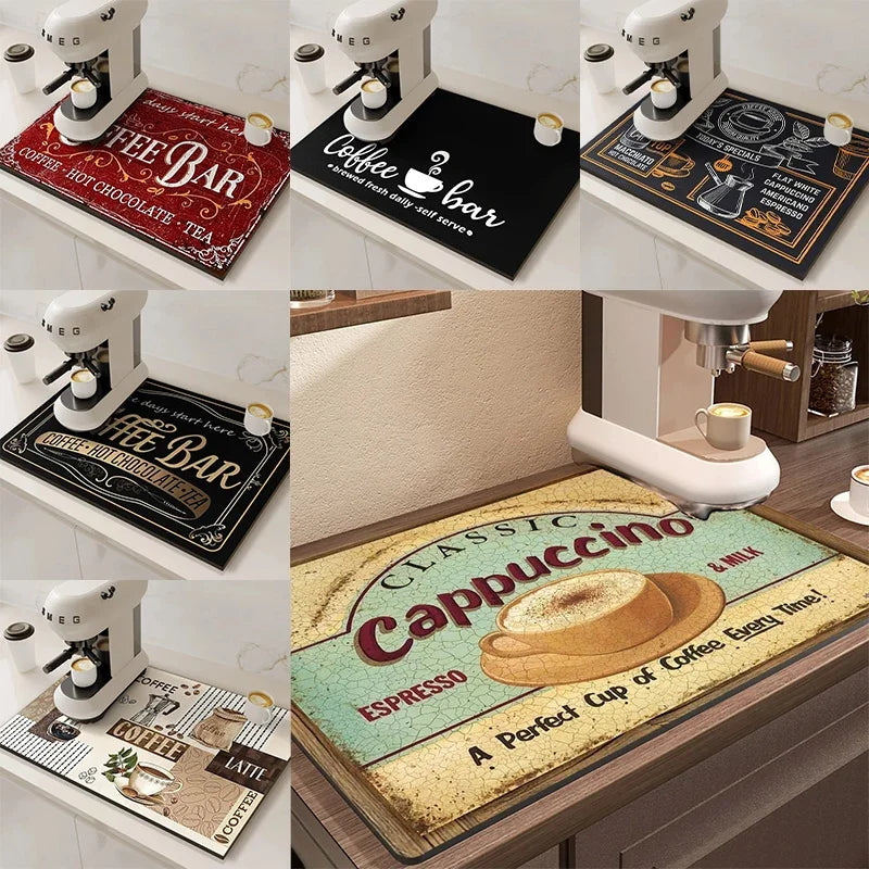 VIKAMA Coffee Machine Absorbent Mat Water and Oil Absorbent Kitchen Dish Drainer Quick-Drying Absorbent Mat Dish Mat Hom