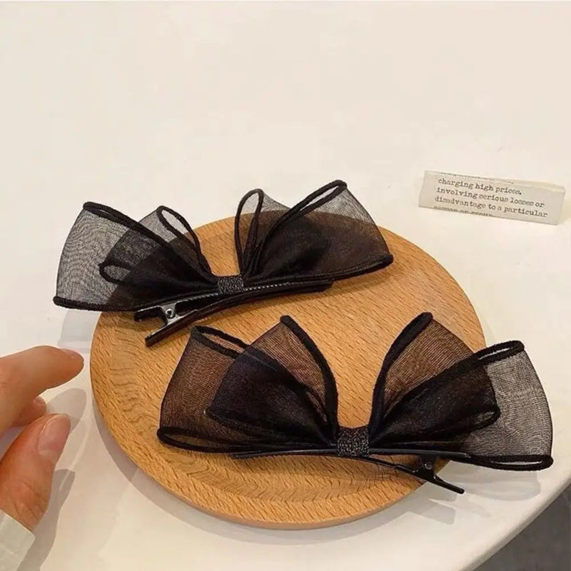 New Sweet Bowknot Hair Clips Cute Hair Accessories Mesh Bow Hairpin Headwear Headdress Bang Clip Girls