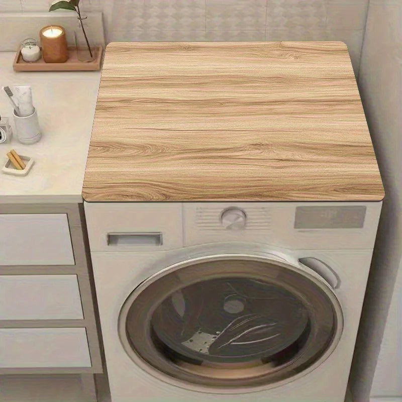 1pc Light Wood Grain Washing Machine Cover & Absorbent - Non-Slip Quick-Dry Laundry/Kitchen Counter Protector Mat, Home