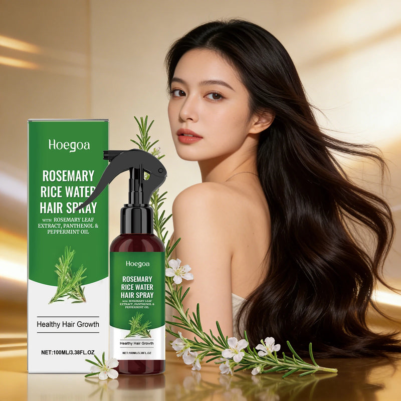 Rosemary Hair Growth Spray with Rice Water Hair Care Oil for Scalp Hydrate Thickness Anti-Flake Soft Smooth Strengthen H